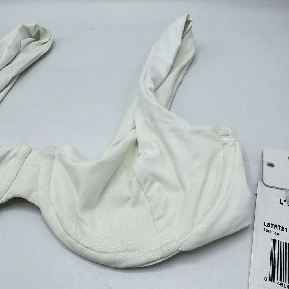 L*Space Tori Bikini Top White XS NWT LSTRT21 Halter Swim $114